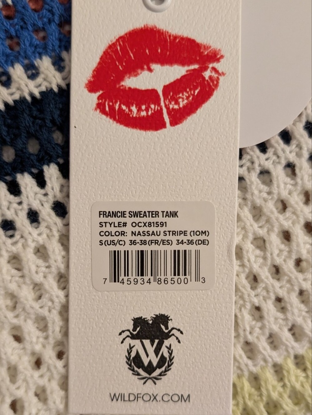 Wildfox Francie Sweater Tank in a multi-colored Nassau Stripe colorway Size Smal - Picture 15 of 15